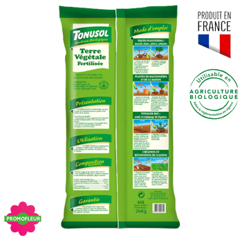 Terre végétale fertilisée 40 L - Terreau Tonusol 2
