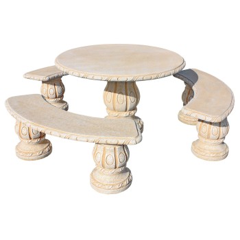 Salon de jardin en pierre ALAMO naturel 2