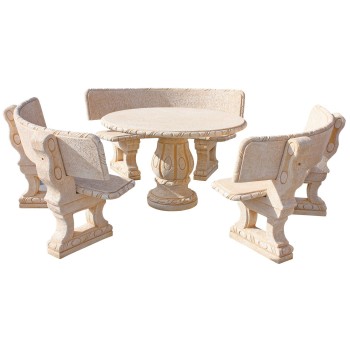 Salon de jardin en pierre CASTANO naturel 2