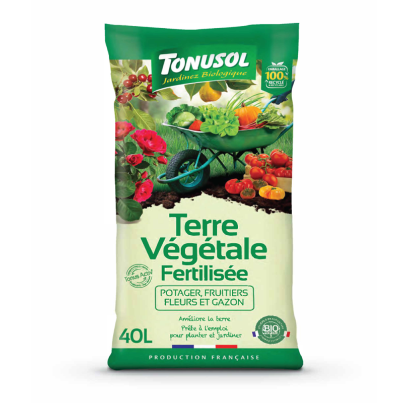 Terre végétale fertilisée 40 L - Terreau Tonusol