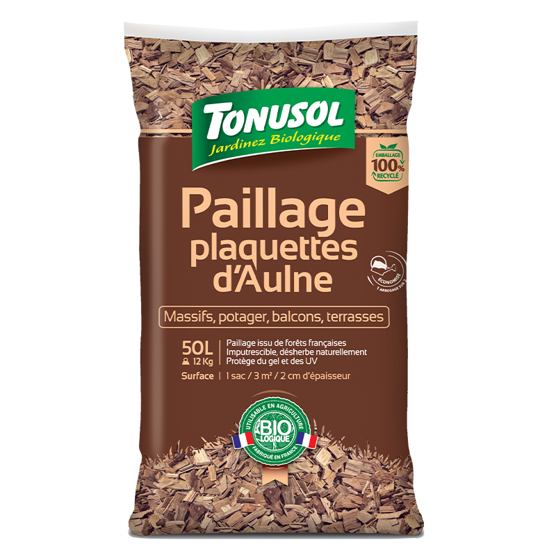 Sac de paillage - plaquettes d'Aulne 50 L - Bio - Tonusol - Promofleur