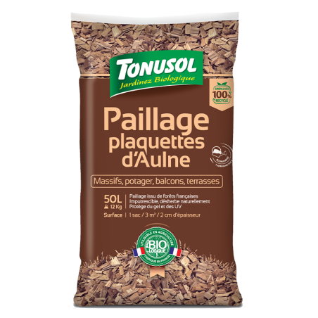 Sac de paillage - plaquettes d'Aulne 50 L - Bio - Tonusol - Promofleur