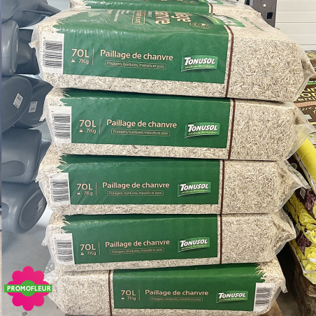 Palette de sacs de paillage de chanvre 70 L - 100% Français (Tonusol) - Promofleur