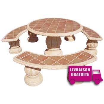 Salon de jardin en pierre ALAMO