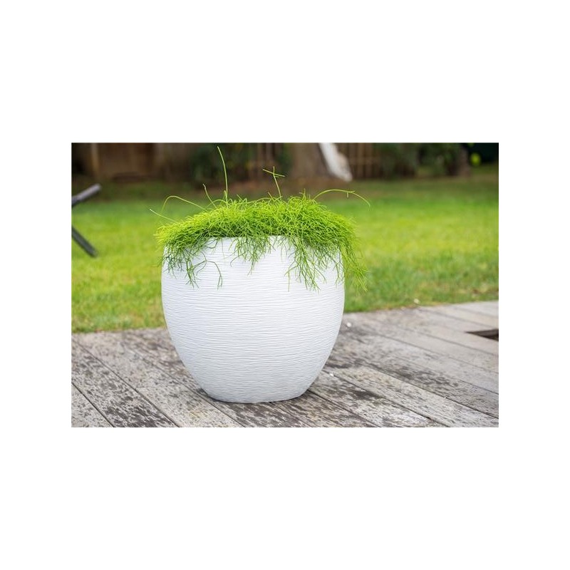 Pot EGG "GRAPHIT" Ø50 cm - h. 45 cm - 46 L - Blanc cérusé (extérieur)