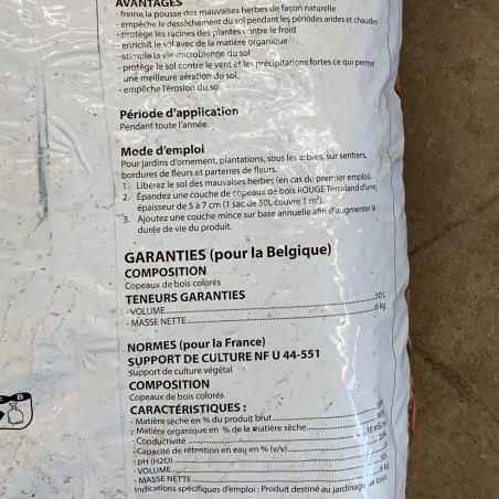 Sac de Copeaux de bois rouge 50 L - Terraland