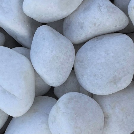 Graviers de marbre roulés blanc